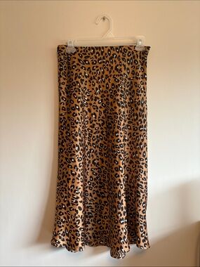 Nasty Gal Leopard Print Midi Skirt in Tan and Black